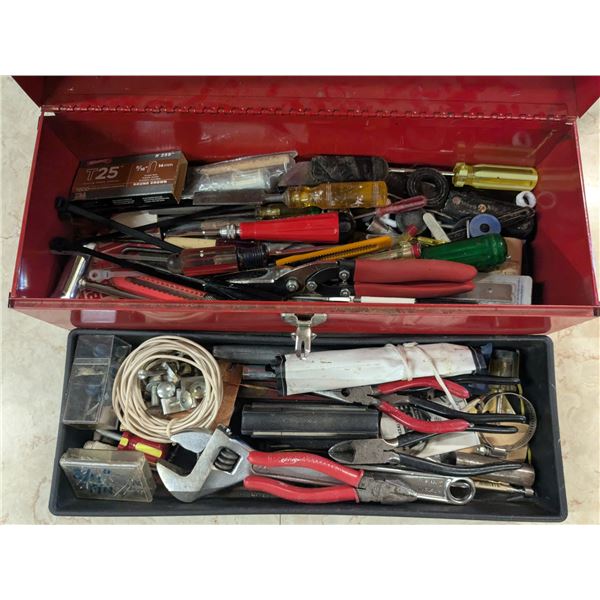 metal toolbox with tools