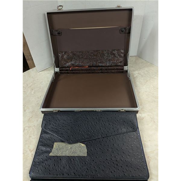 embossed leather briefcase with document holdere