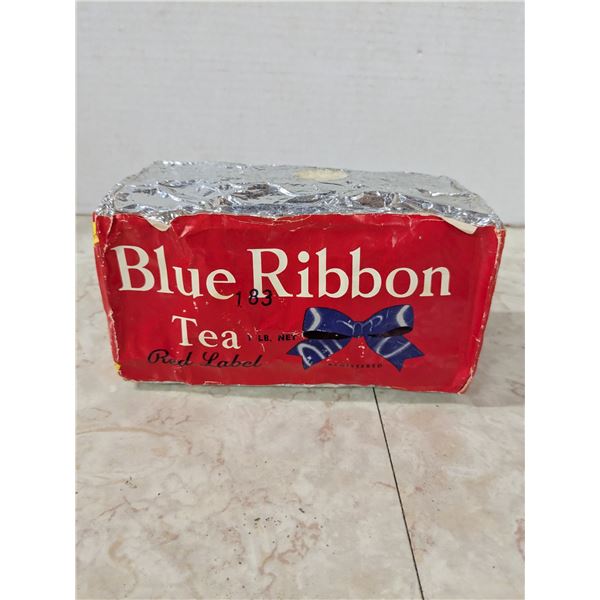 sealed vintage blue ribbon tea