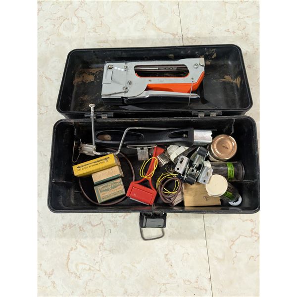 vintage plastic tacklebox with tools and hardware