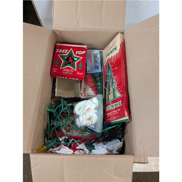box of vintage christmas décor