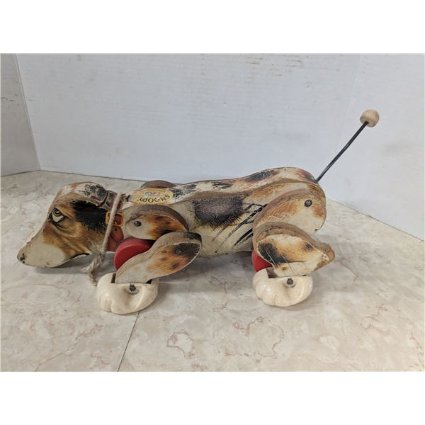vintage fisher price wooden dog toy