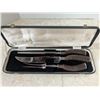 Image 1 : Vintage antler handle meat carving set, with storage case