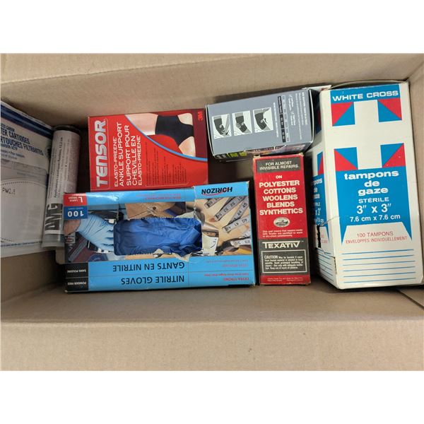 First aid supplies and blood pressure checkers