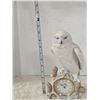Image 2 : snowy owl clock statue
