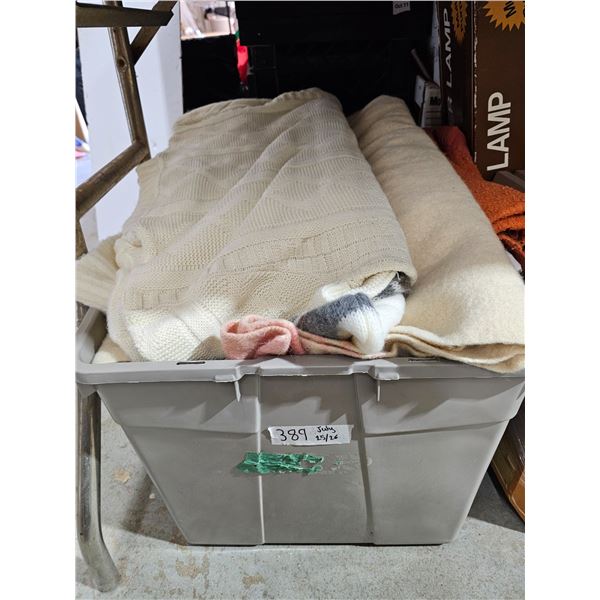 Lot of Asst. Linen, Blankets, Toques, Scarves, Etc