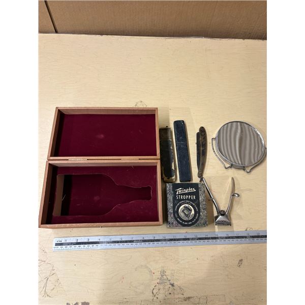 Antique Shaving Kit in Gibson’s Wooden Whiskey Box