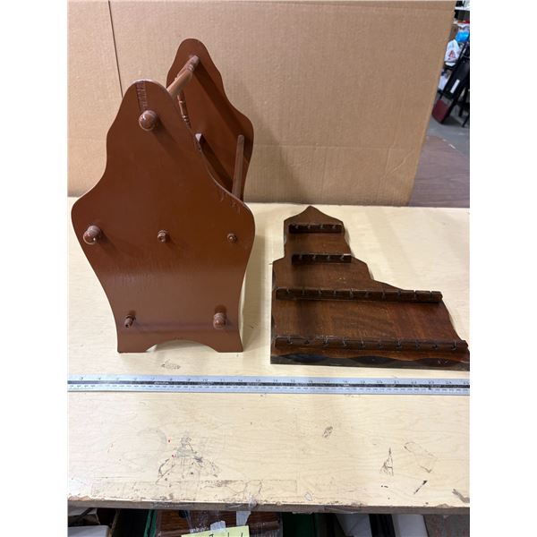 Vintage Wooden Magazine Rack, Vintage Souvenir Spoon Rack