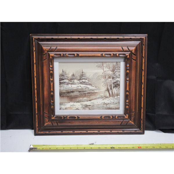 Framed Winter Landscape Painting