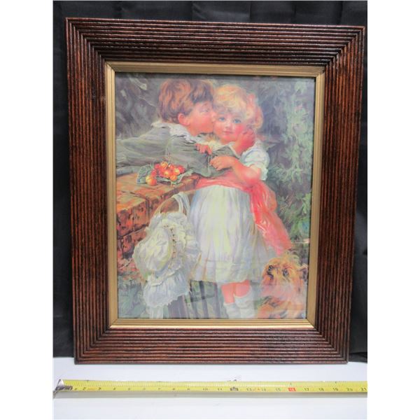 Vintage Framed Print of Two Children