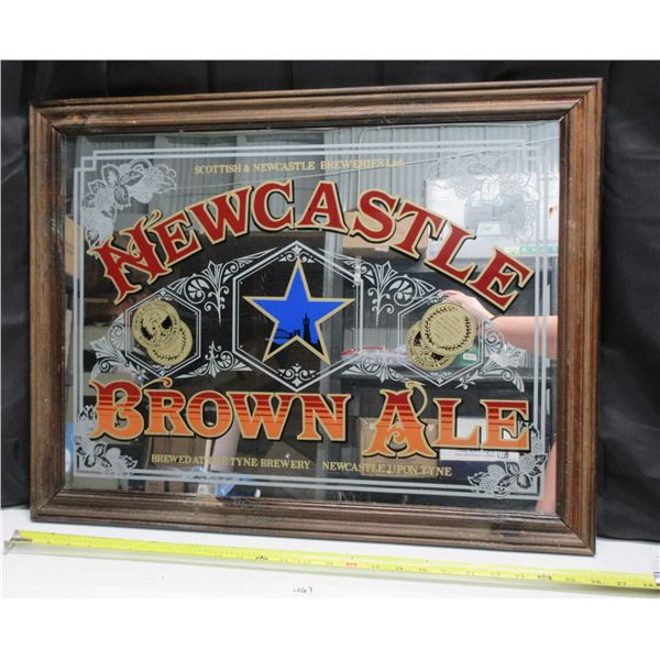 Vintage Newcastle Brown Ale Wooden Framed Mirror