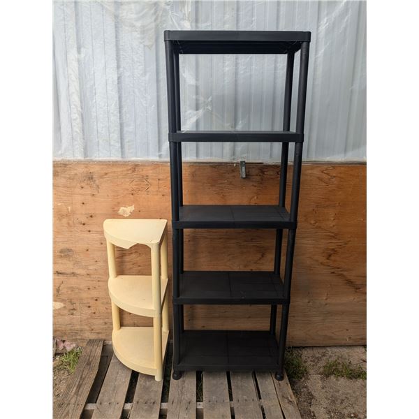 5 tier plastic shelf with 3 tier corner shelf