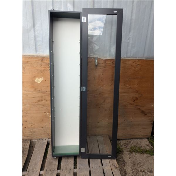 glass display case with glass shelves