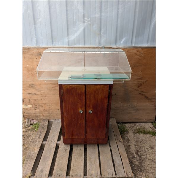 36" tall cupboard with plexi display topper