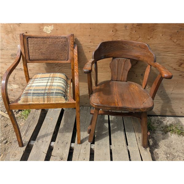 2 wooden chairs