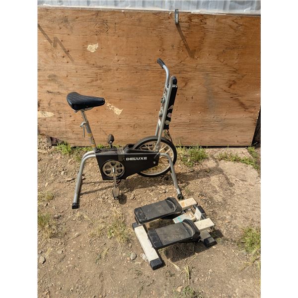 Vintage stationary bike with walking machine