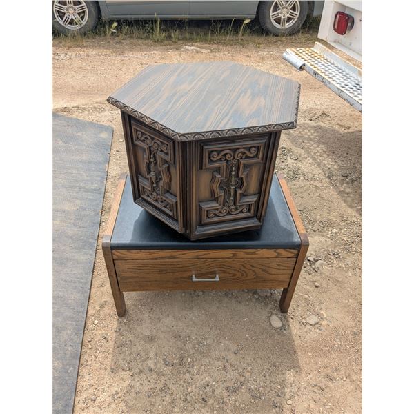 hex end table with drawer bench/ottoman