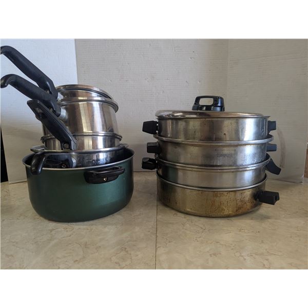 lot of pots and pans