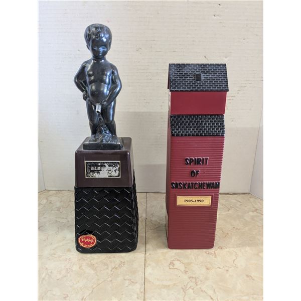 2 collectible liquor bottles