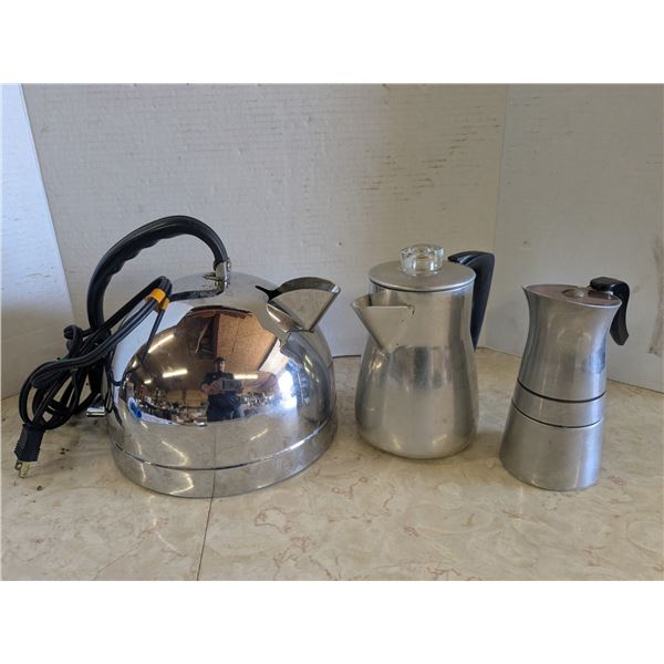 Vintage electric kettle with coffee pots