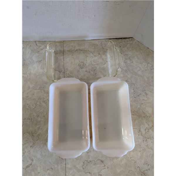 3 vintage fireking baking dishes