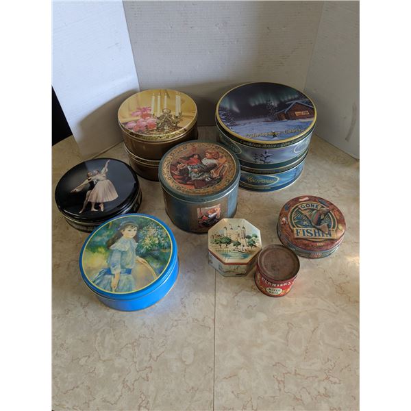 collection of empty tins