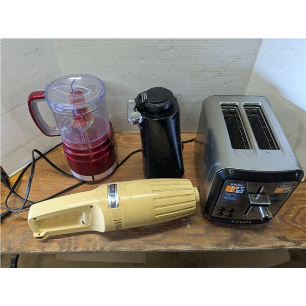 Home appliances in milk crate