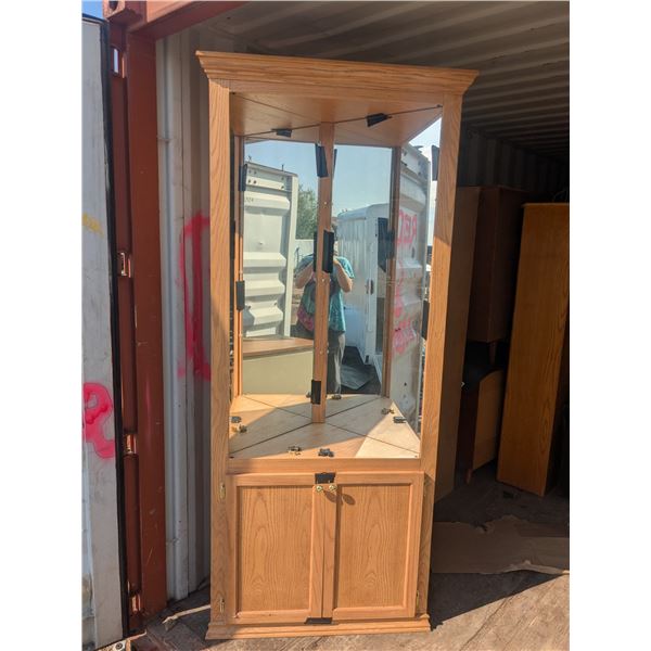 Corner display cabinet, 3 shelves, 25x25x86"