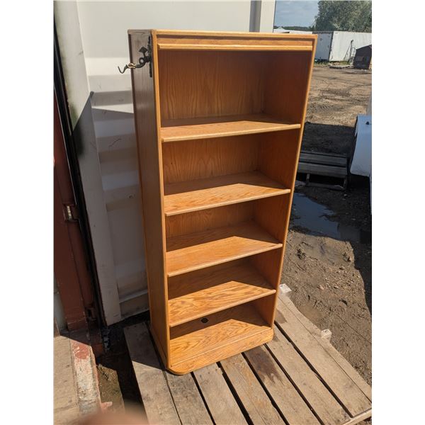 wooden bookshelf, 4 shelves, 27x13x65"