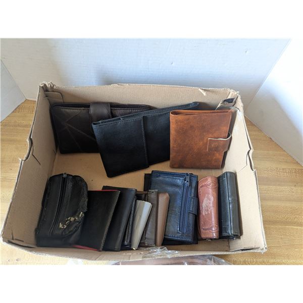 box of wallets and leather straps