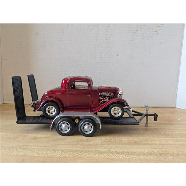 diecast car on trailer