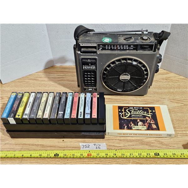 General Electric Power Sound 8-Track AM/FM Radio & Tape Collection