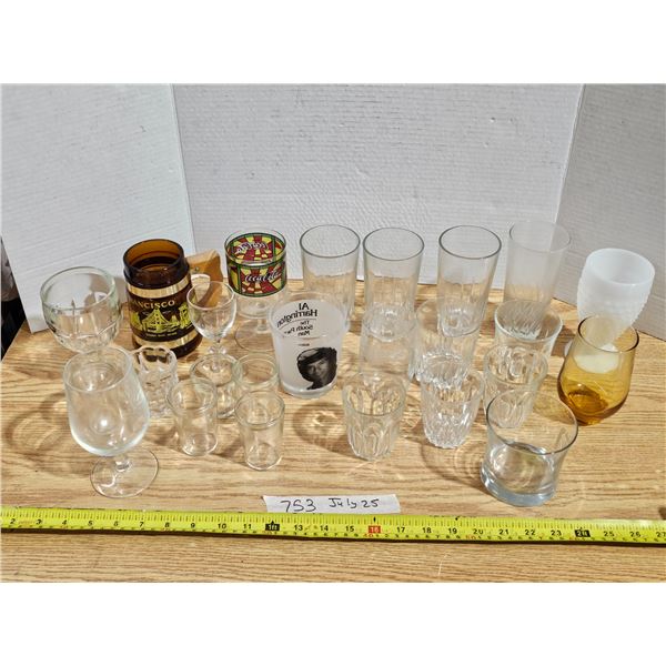 Vintage Mixed Glassware Lot - Coca-Cola, Detroit Tigers Mug, Barware