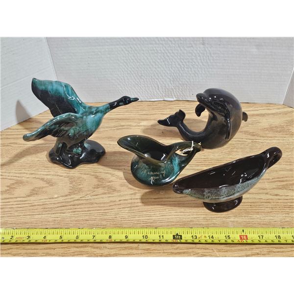 Blue Mountain Pottery Style Green Glaze Ceramic Lot of (4)