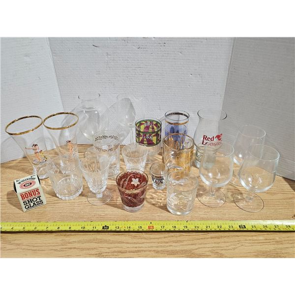 Lot of Asst. Glassware inc. Coca-Cola, NIB Snake Bite Shot Glass