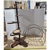 Image 1 : Vintage Mid-Century Wooden Tiered Stand & Magazine Rack