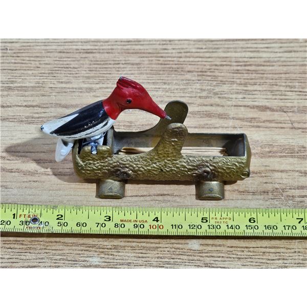 Vintage Cast Metal Woodpecker Toothpick Dispenser