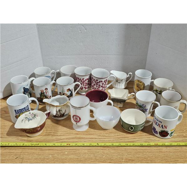 Large Lot of Assorted Collectable Cups, Mugs, etc. – Inc. Norman Rockwell, Milk Glass, etc.