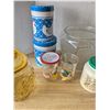 Image 3 : vintage jars, tins etc. with vintage glass juicer