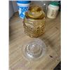 Image 4 : vintage jars, tins etc. with vintage glass juicer