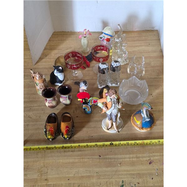 Lot of various collectables- figurines, wood shoes