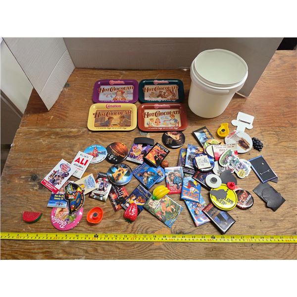 Carnation trays and collectable buttons