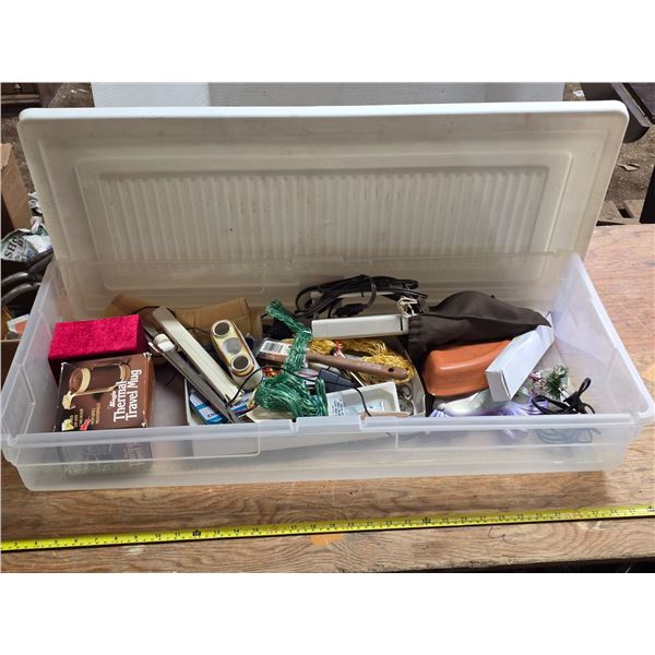 Tote with lid  full of misc items