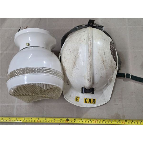 Hard hat and light fixture
