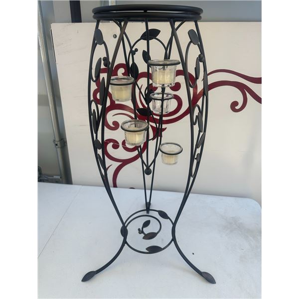 Black Metal Tealight Candle Holder With Six Glass Votives