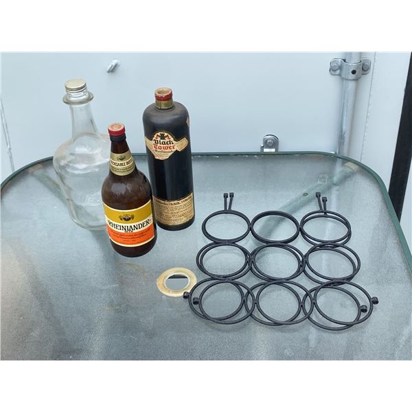 Bottle Lot With Metal Wine Rack