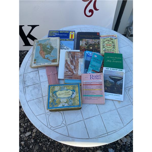 Vintage Books, Maps, and Travel Grooming Kit
