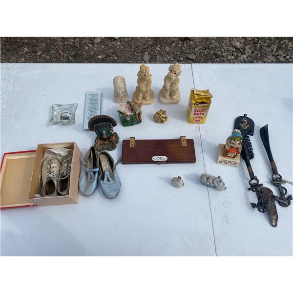 Lot: Collectibles, Shoes, Decor, and Shoe Accessories