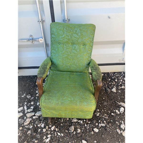 Green Upholstered Rocking Chair with Wood Arms