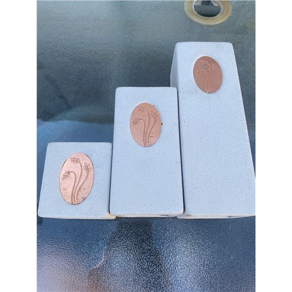 Craftlite Trio Ceramic Candle Holders with Copper Inlays